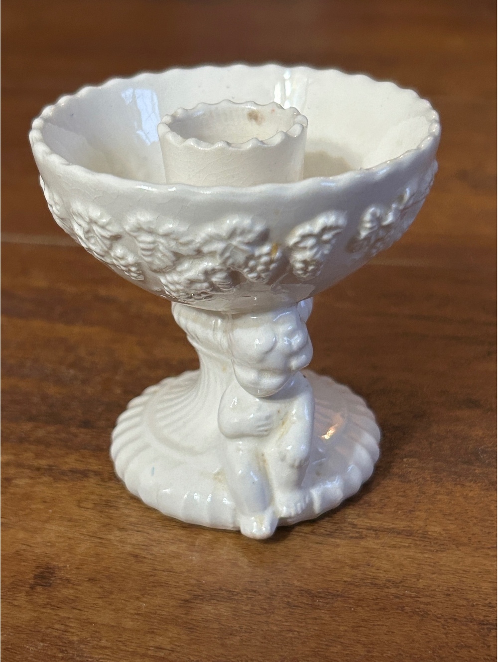 Vintage Kelton Ceramic Candle Holder with Cherub Design